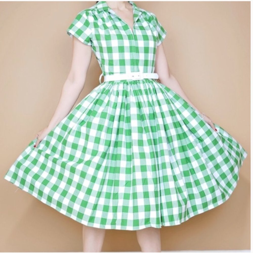 Bernie Dexter Green Gingham Kelley Dress